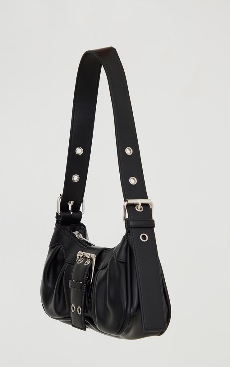 Black PU Eyelet Buckle Shoulder Bag Product Image