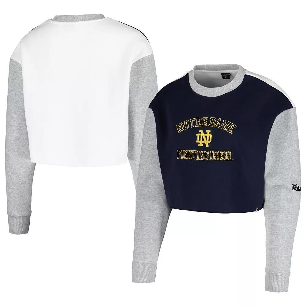 Women's Hype and Vice Navy Notre Dame Fighting Irish Colorblock Rookie Crew Pullover Sweatshirt, Size: Large, Blue Product Image