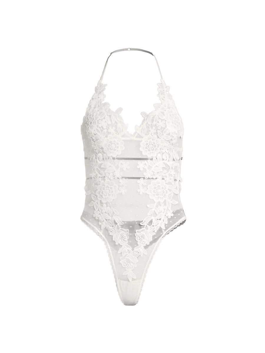 In Bloom by Jonquil Magnolia Lace  Mesh Dot Halter Neck Teddy Product Image