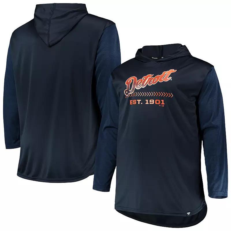 Men's Navy/Heathered Navy Detroit Tigers Big & Tall Wordmark Club Pullover Hoodie, Size: 2XB, Blue Product Image