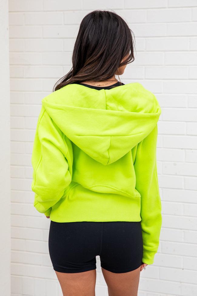 Making It Look Easy Lime Ribbed Shoulder Quarter Zip Pullover FINAL SALE Product Image