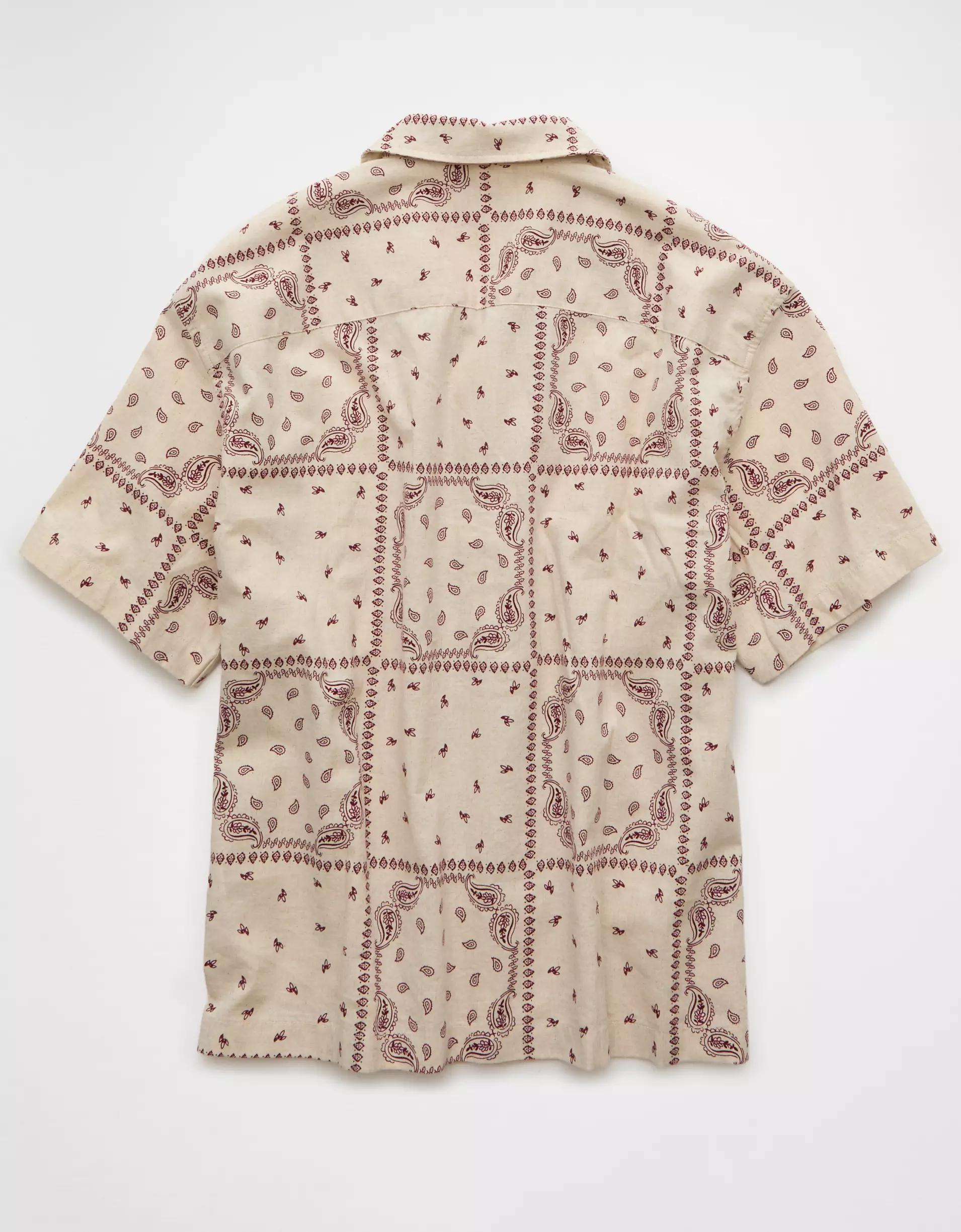 AE Poolside Linen-Blend Printed Button-Up Shirt Product Image