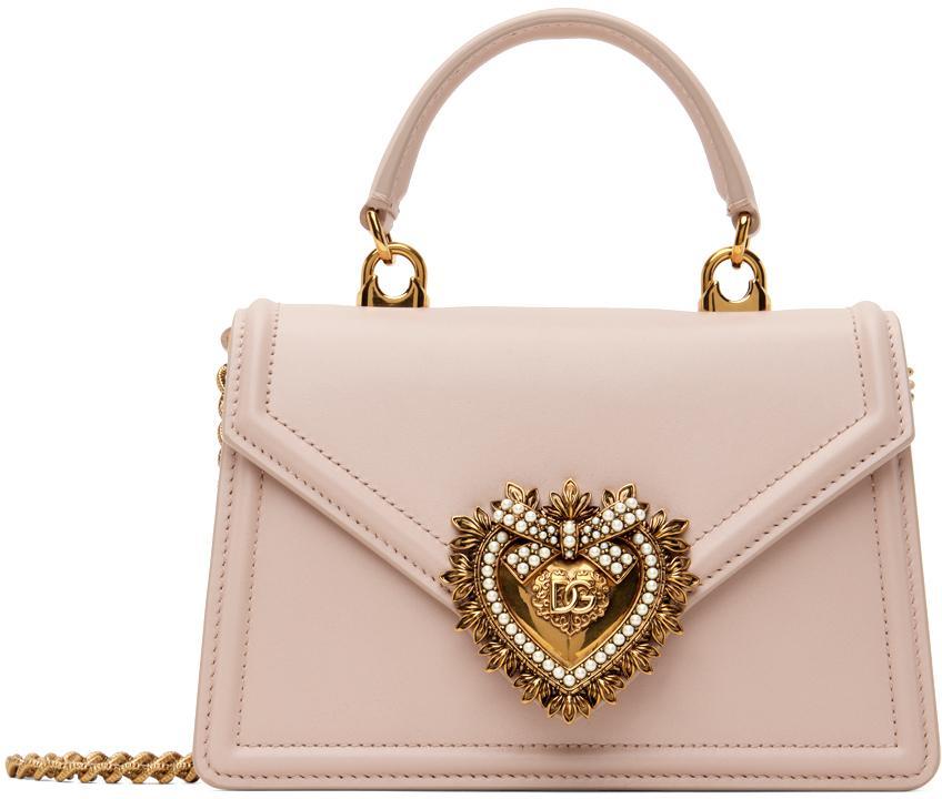 DOLCE & GABBANA Pink Small Smooth Devotion Bag In 80412 Cipria 1 Product Image