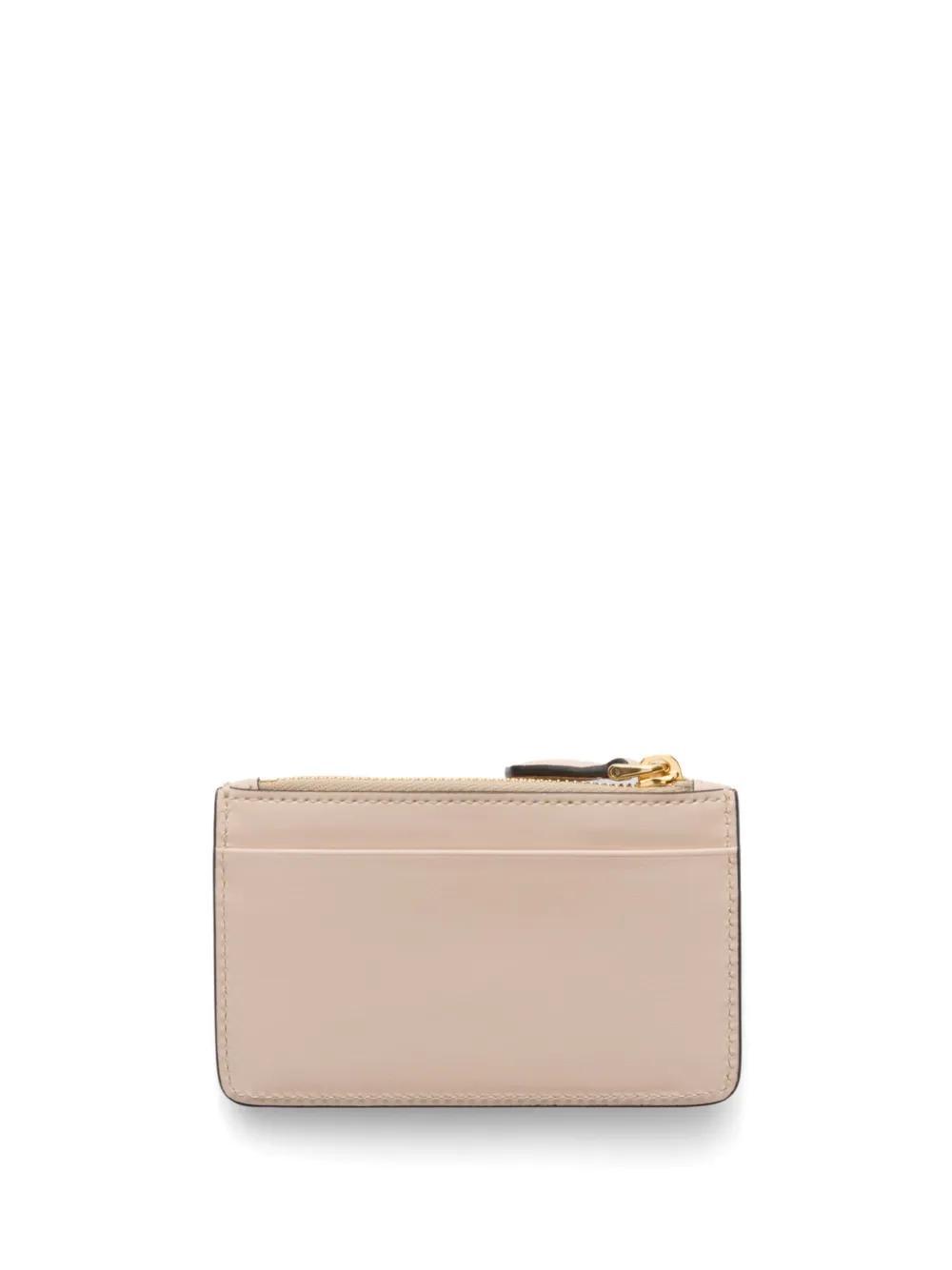 PRADA Triangle-logo Leather Cardholder In Neutrals Product Image