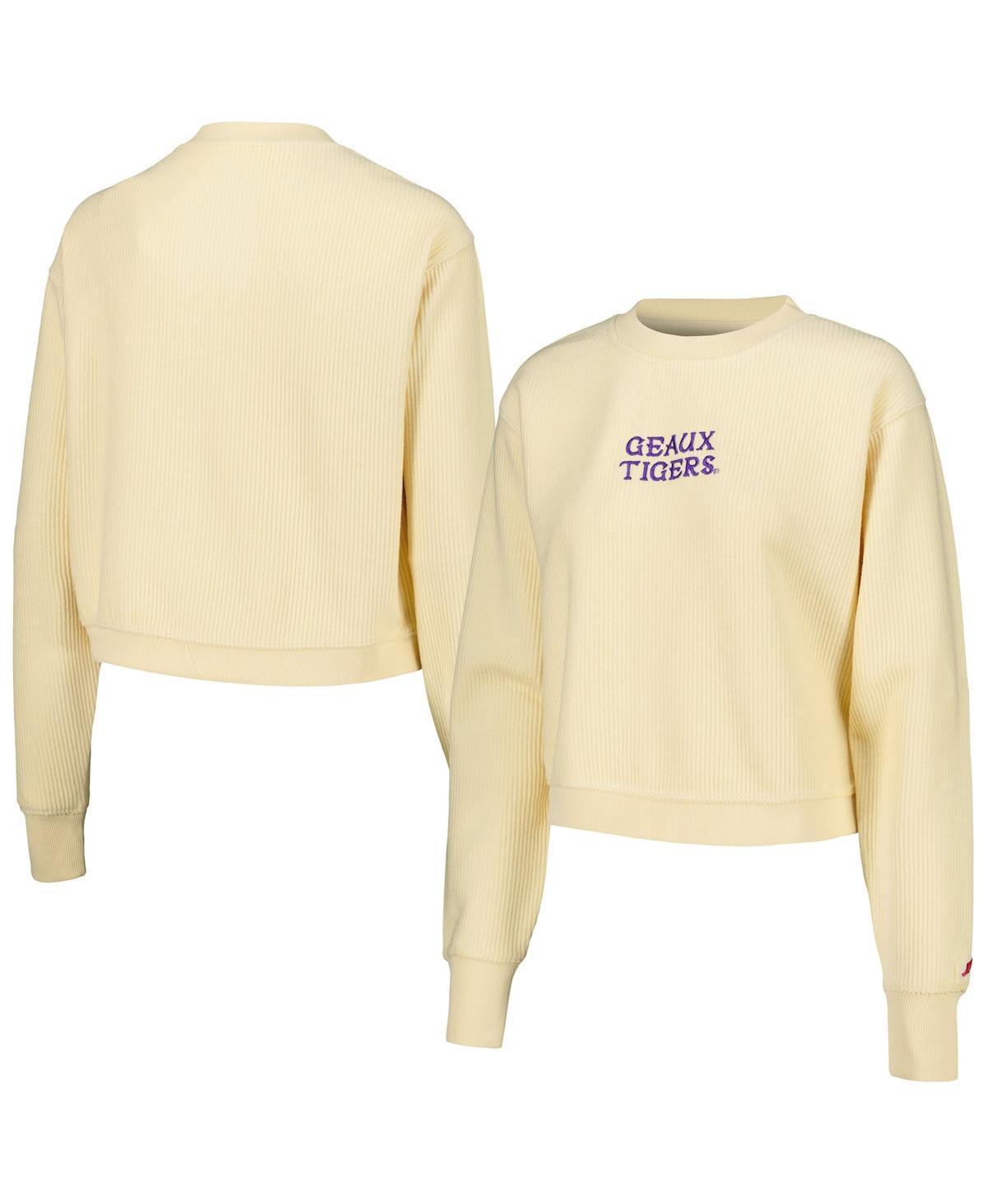 Women's League Collegiate Wear Cream LSU Tigers Timber Cropped Pullover Sweatshirt, Size: Large, Beige Product Image