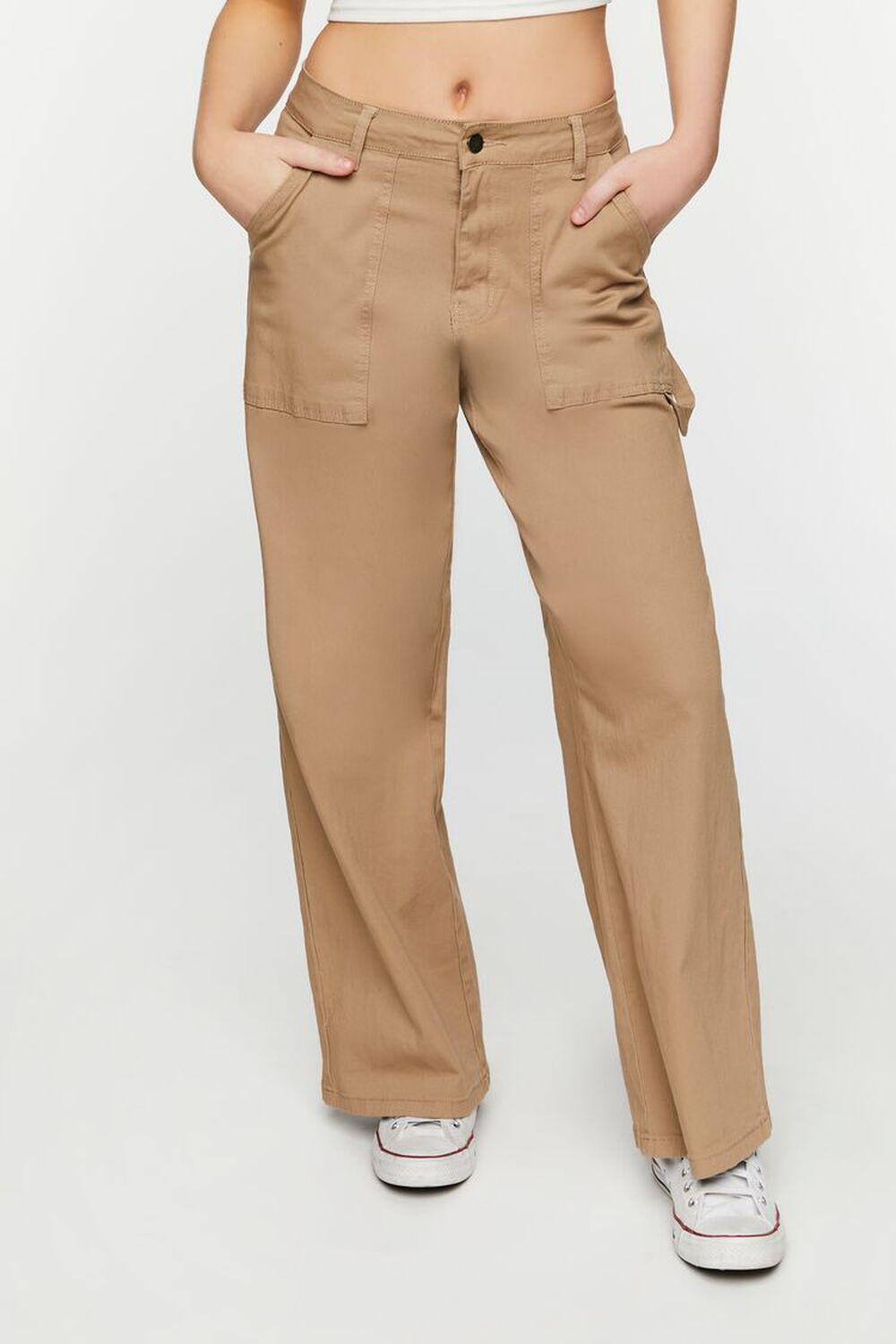 Twill Wide-Leg Utility Pants | Forever 21 Product Image