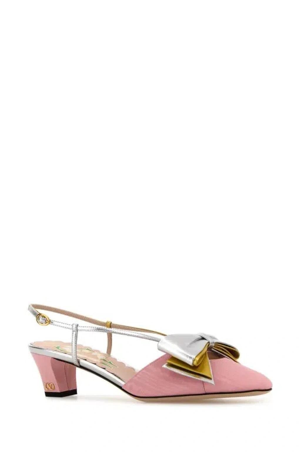 VALENTINO GARAVANI Pink Fabric Bowow Pumps Product Image