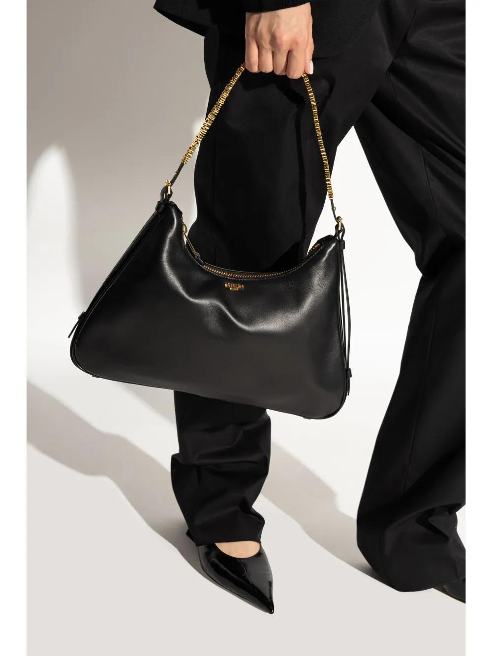 MOSCHINO Metallic-top Handle Shoulder Bag In Black Product Image