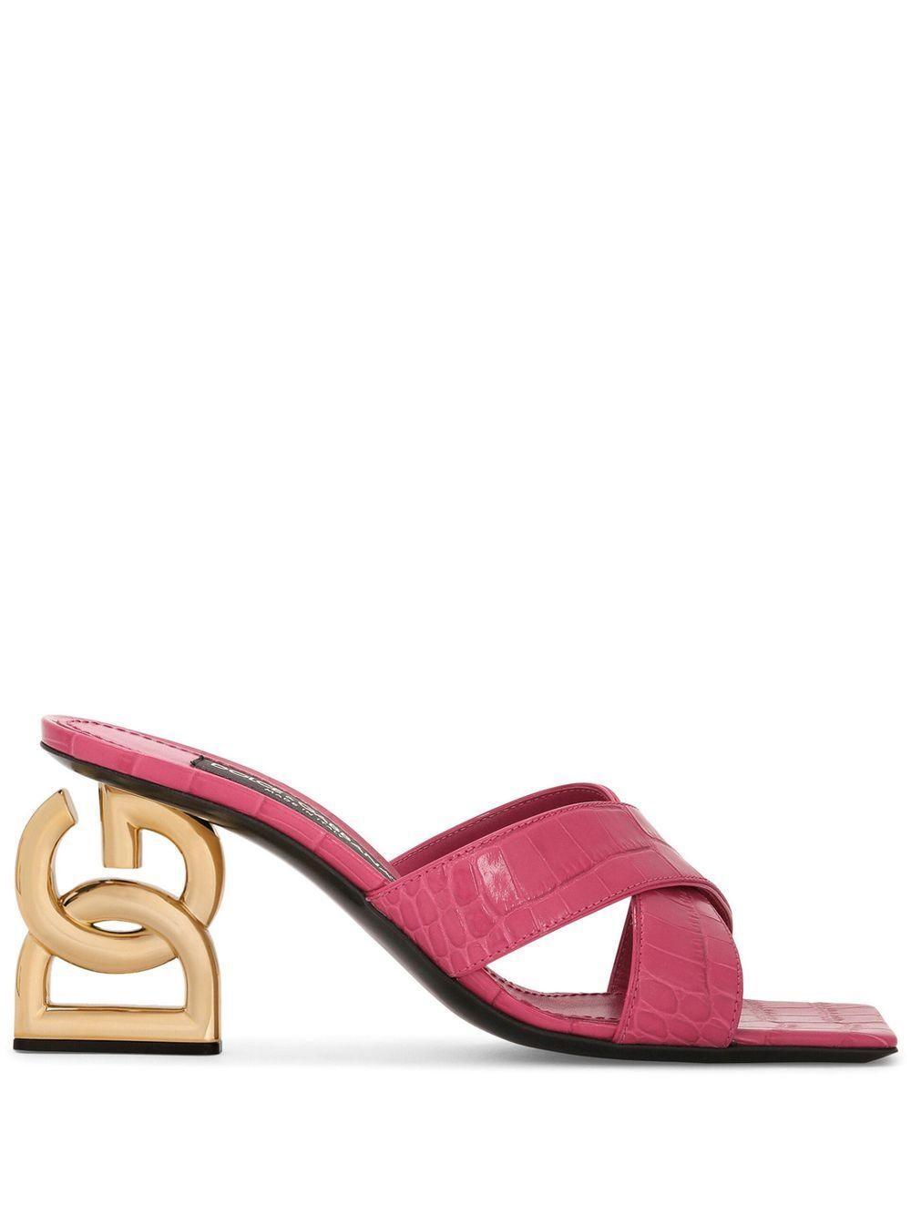 DOLCE & GABBANA Mules Mit Kroko-effekt In Pink Product Image