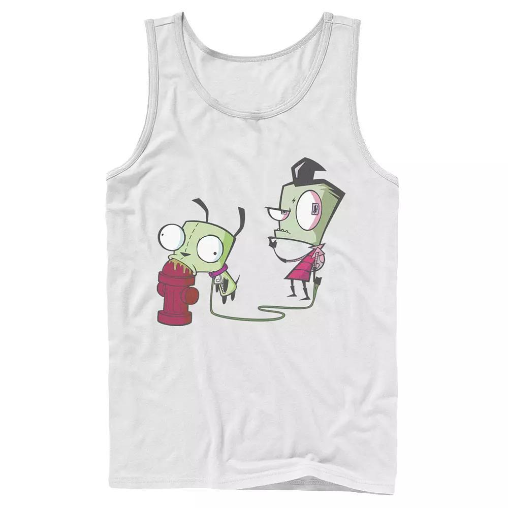 Men's Nickelodeon Invader Zim Walking Gir Fire Hydrant Portrait Graphic Graphic Tank Top, Size: XL, White Product Image