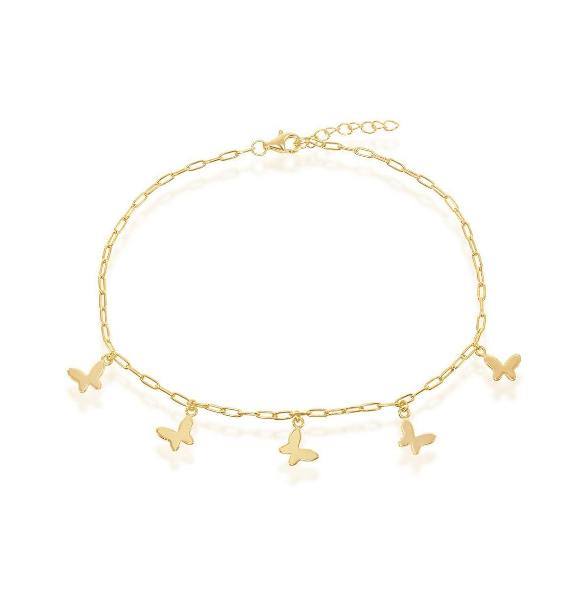 14k Gold Over Sterling Silver Charm Anklet, Womens Moon Star Product Image