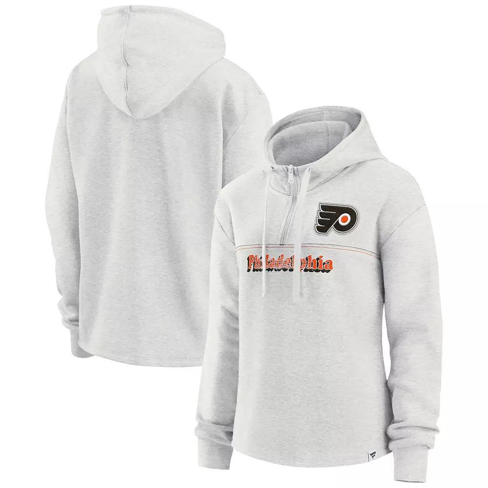 Women's Fanatics Branded Ash Philadelphia Flyers True Classics Legacy Quarter-Zip Hoodie, Size: Small, Fly Black Product Image