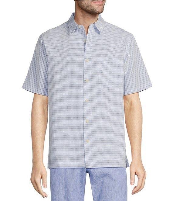 Roundtree & Yorke Short Sleeve Small Checked Polynosic Sport Shirt Product Image