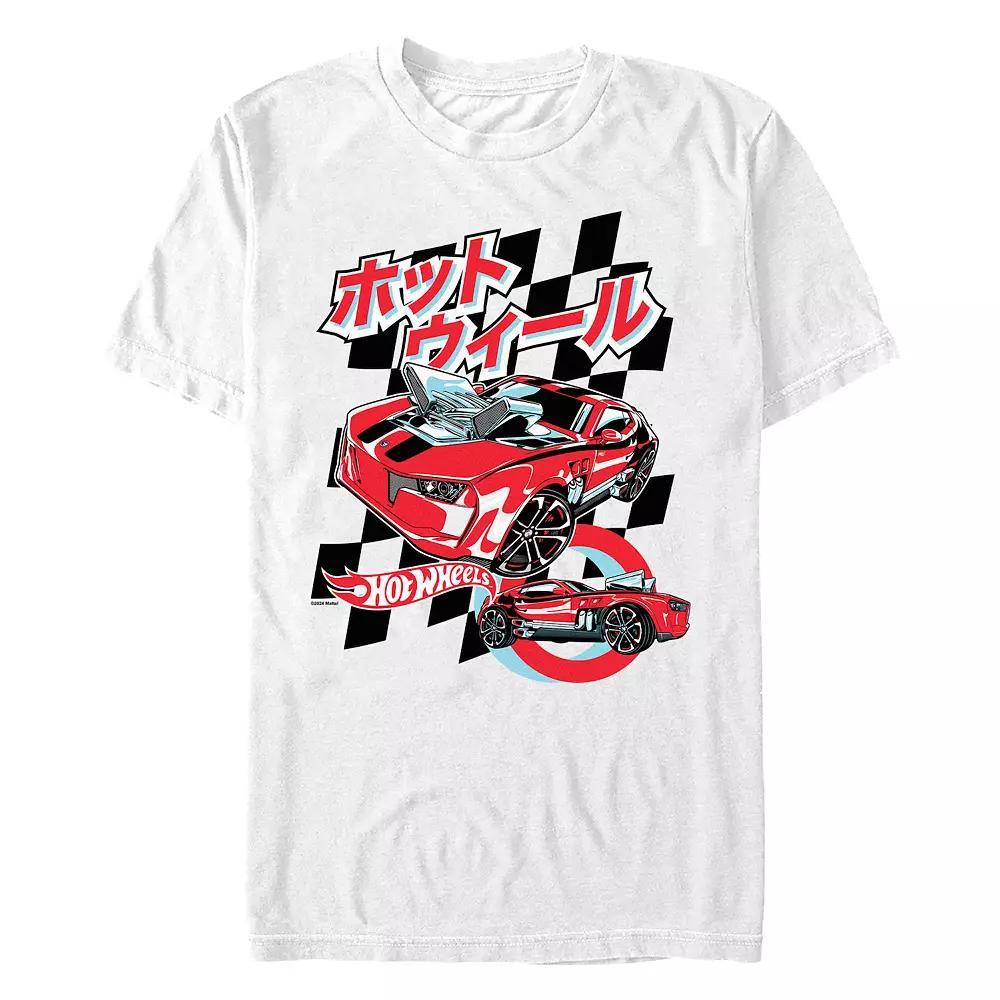 Men's Hot Wheels Checkered Background Graphic Tee,  Product Image