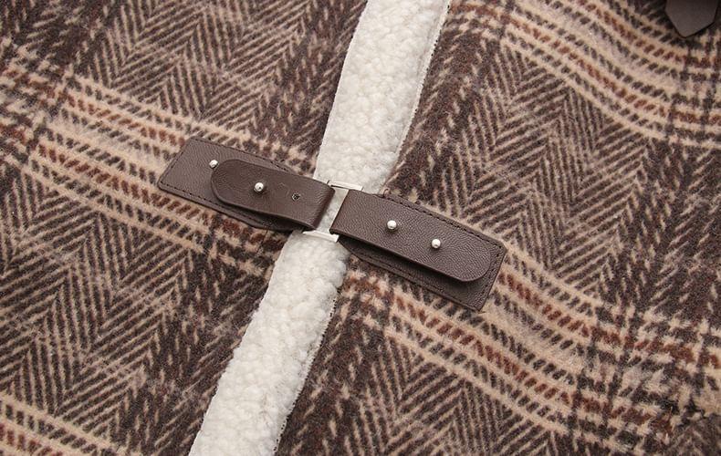 Collared Plaid Buckled Coat Product Image