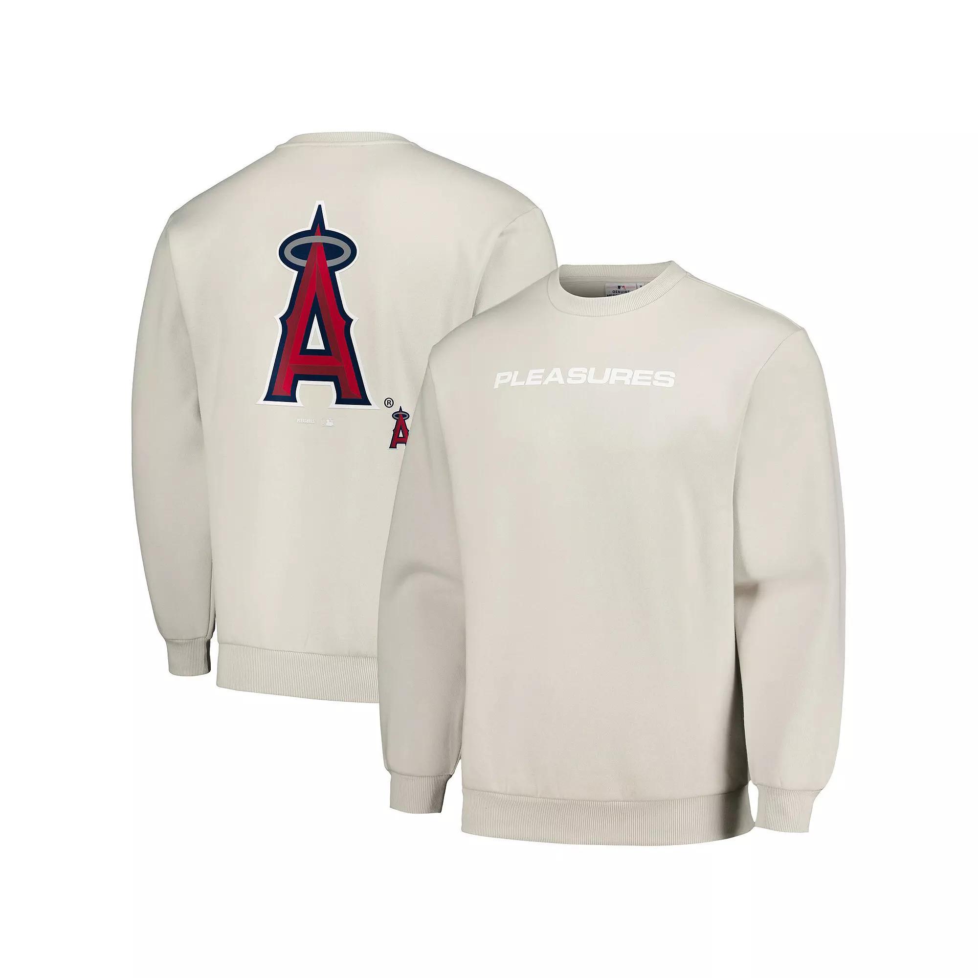 Men's PLEASURES Gray Los Angeles Angels Ballpark Pullover Sweatshirt,  Product Image