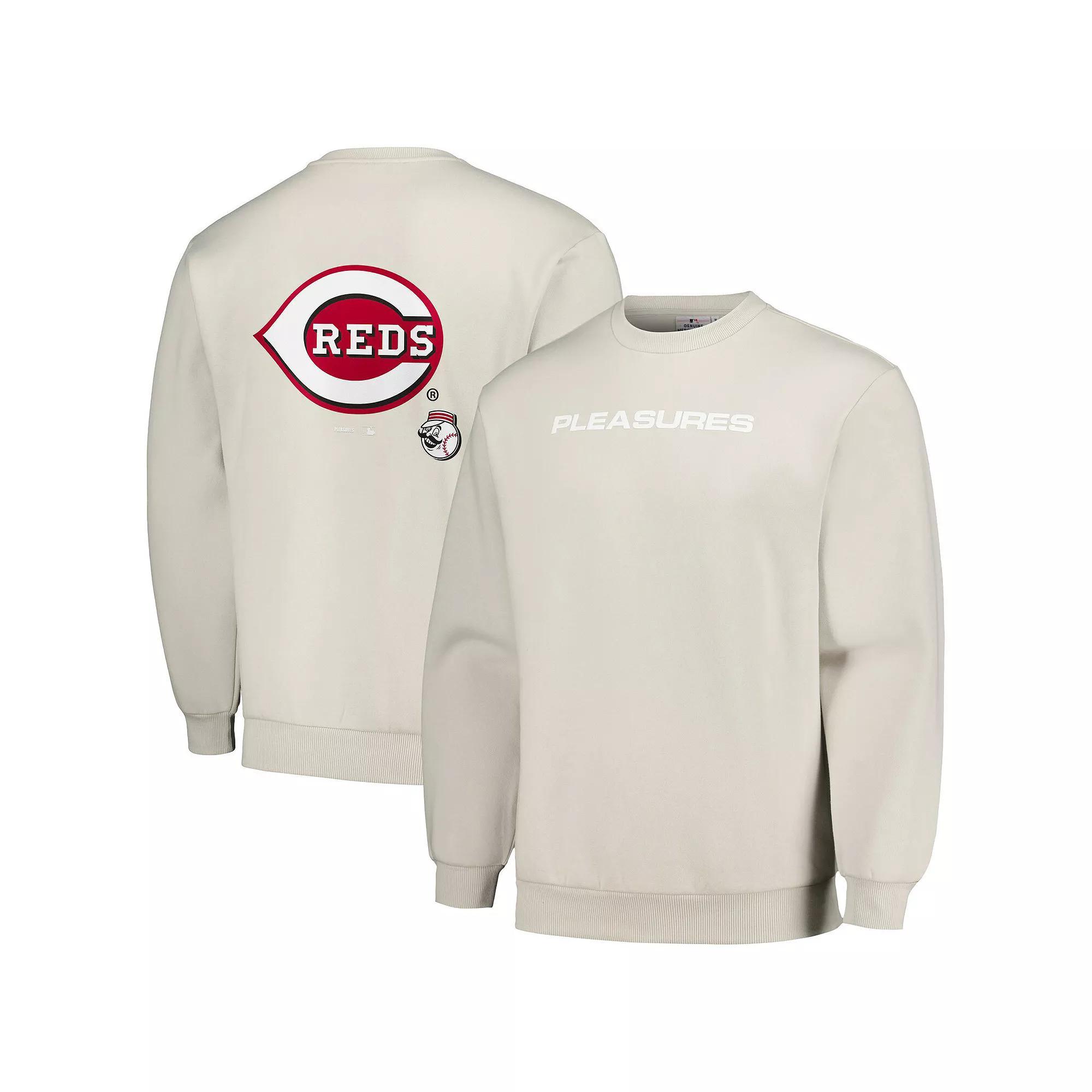 Men's PLEASURES Gray Cincinnati Reds Ballpark Pullover Sweatshirt,  Product Image