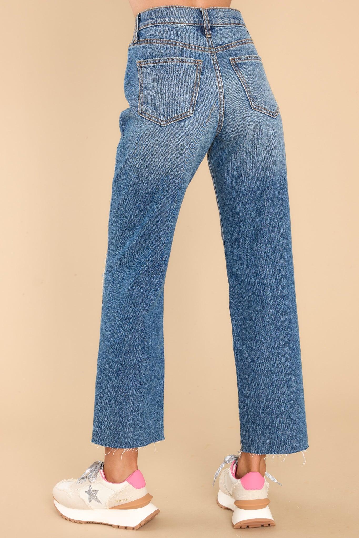 My Happy Dance Medium Wash High Waisy Straight Leg Jeans Product Image