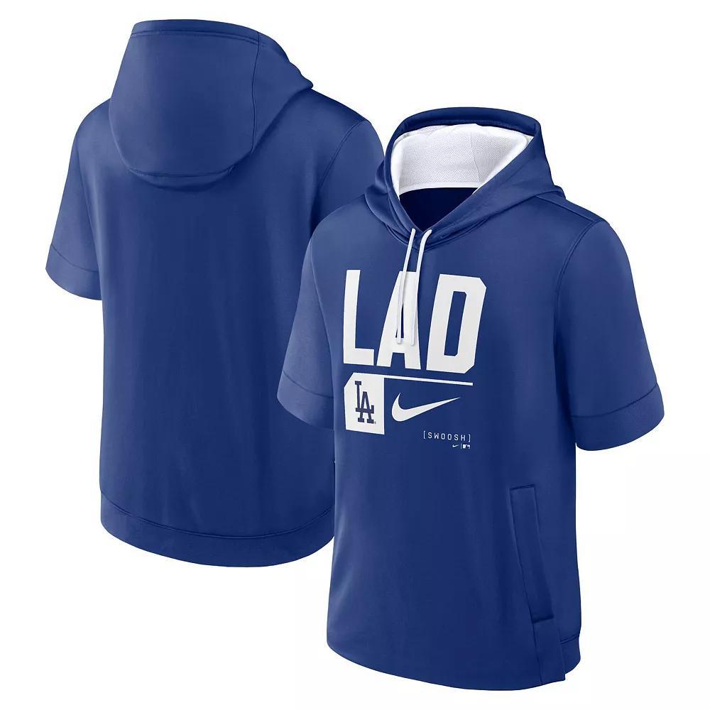 Men's Nike Royal Los Angeles Dodgers Tri Code Lockup Short Sleeve Pullover Hoodie, Size: Large, Blue Product Image