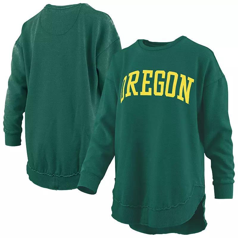 Women's Pressbox  Green Oregon Ducks Melange Poncho Vintage Fleece Long Sleeve Pullover Sweatshirt, Size: Medium Product Image