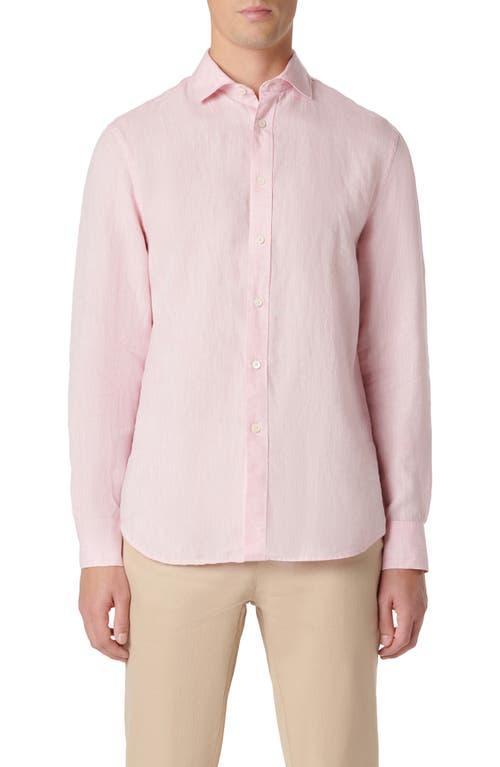 Mens Solid Linen Shaped Sport Shirt Product Image