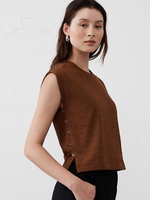 Crepe Jacquard Side-Button Top Product Image