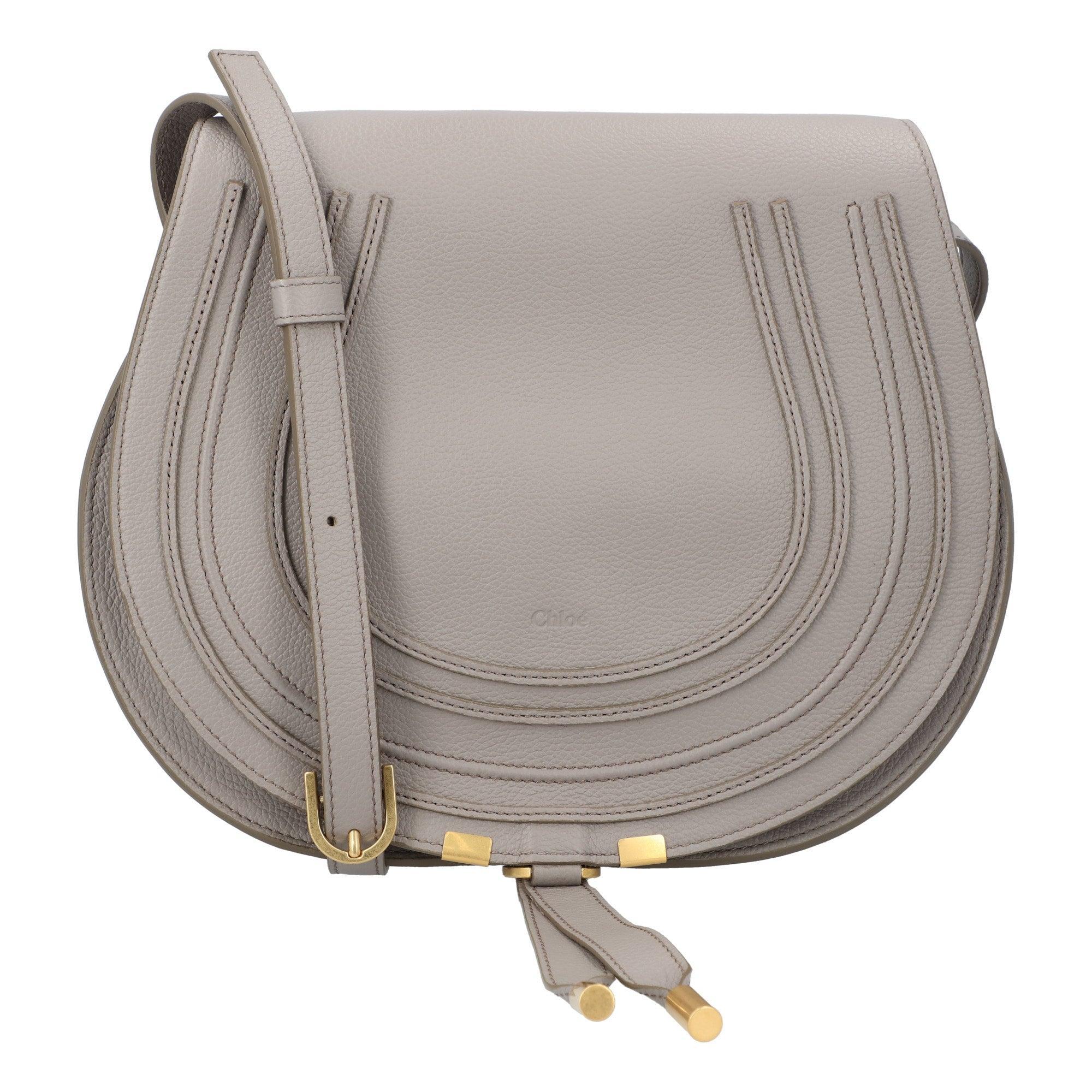 CHLOÉ Marcie Medium Saddle Bag Grey In Neutral Product Image