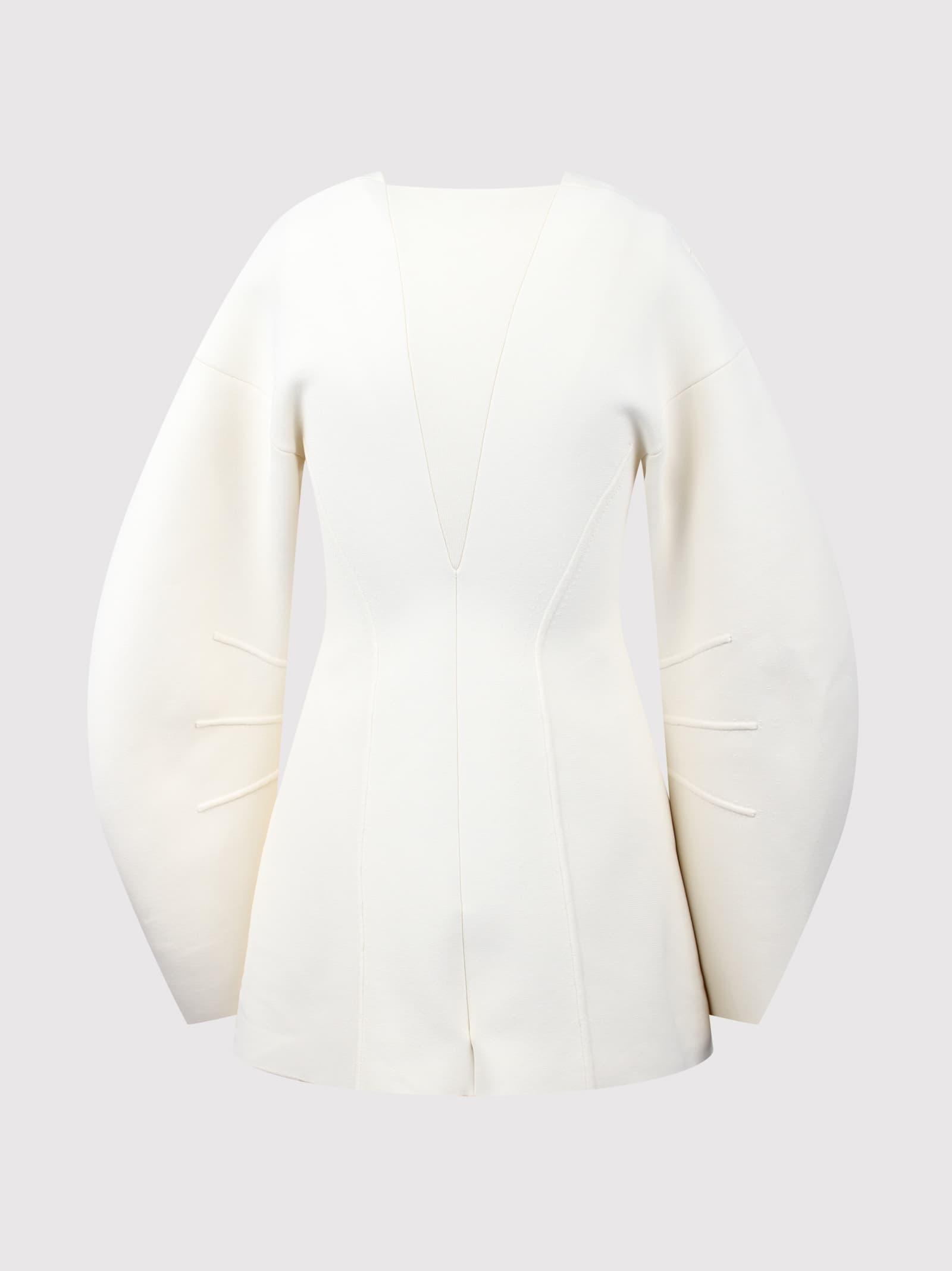 JIL SANDER Piped Balloon Sleeved Jumper In White Product Image