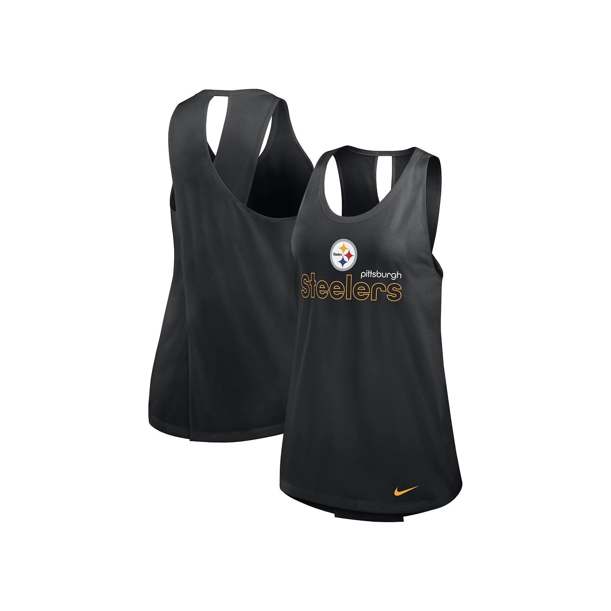 Women's Nike Black Pittsburgh Steelers  Crossback Performance Tank Top, Size: XL Product Image
