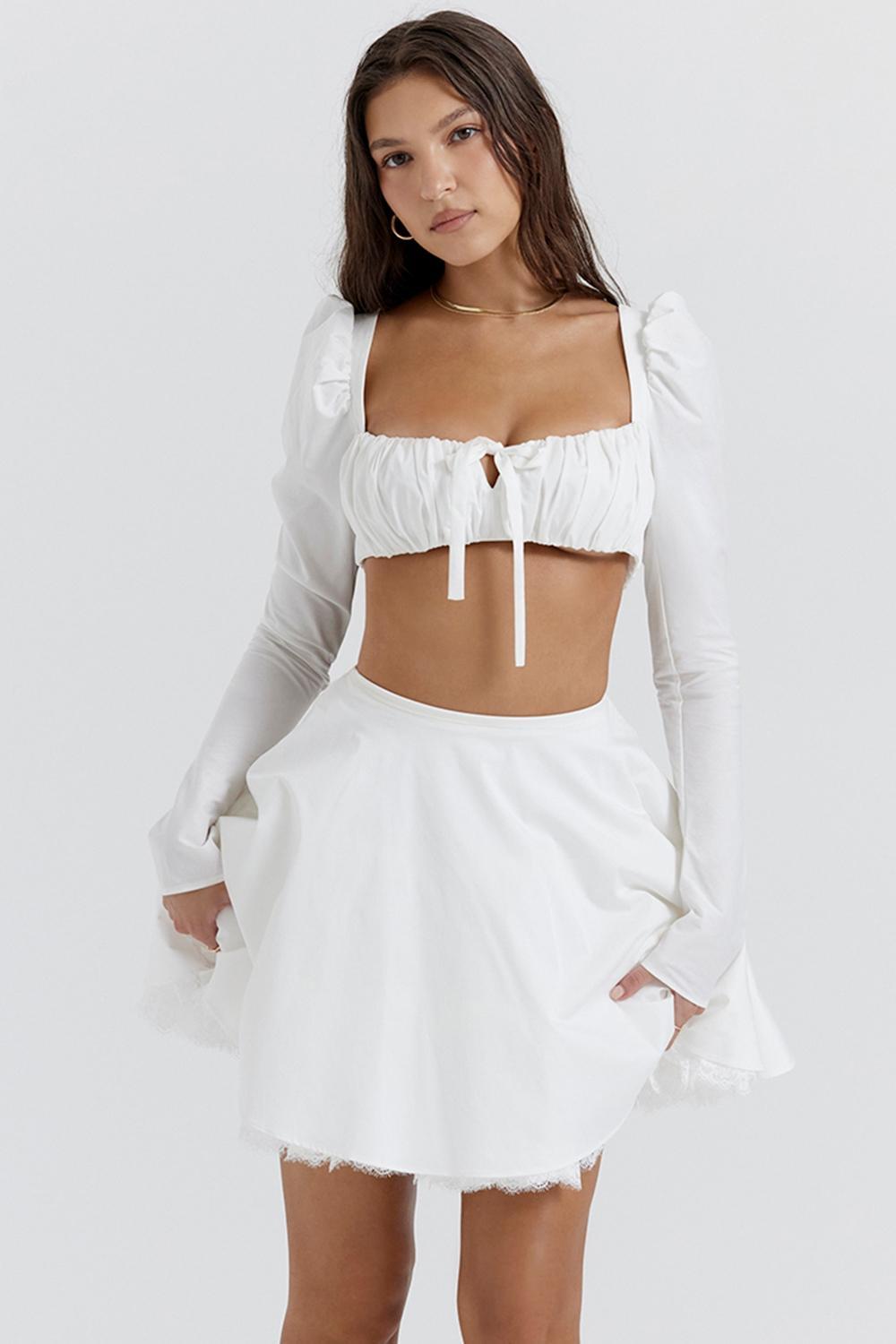 Shira White Puff Sleeve Top Product Image