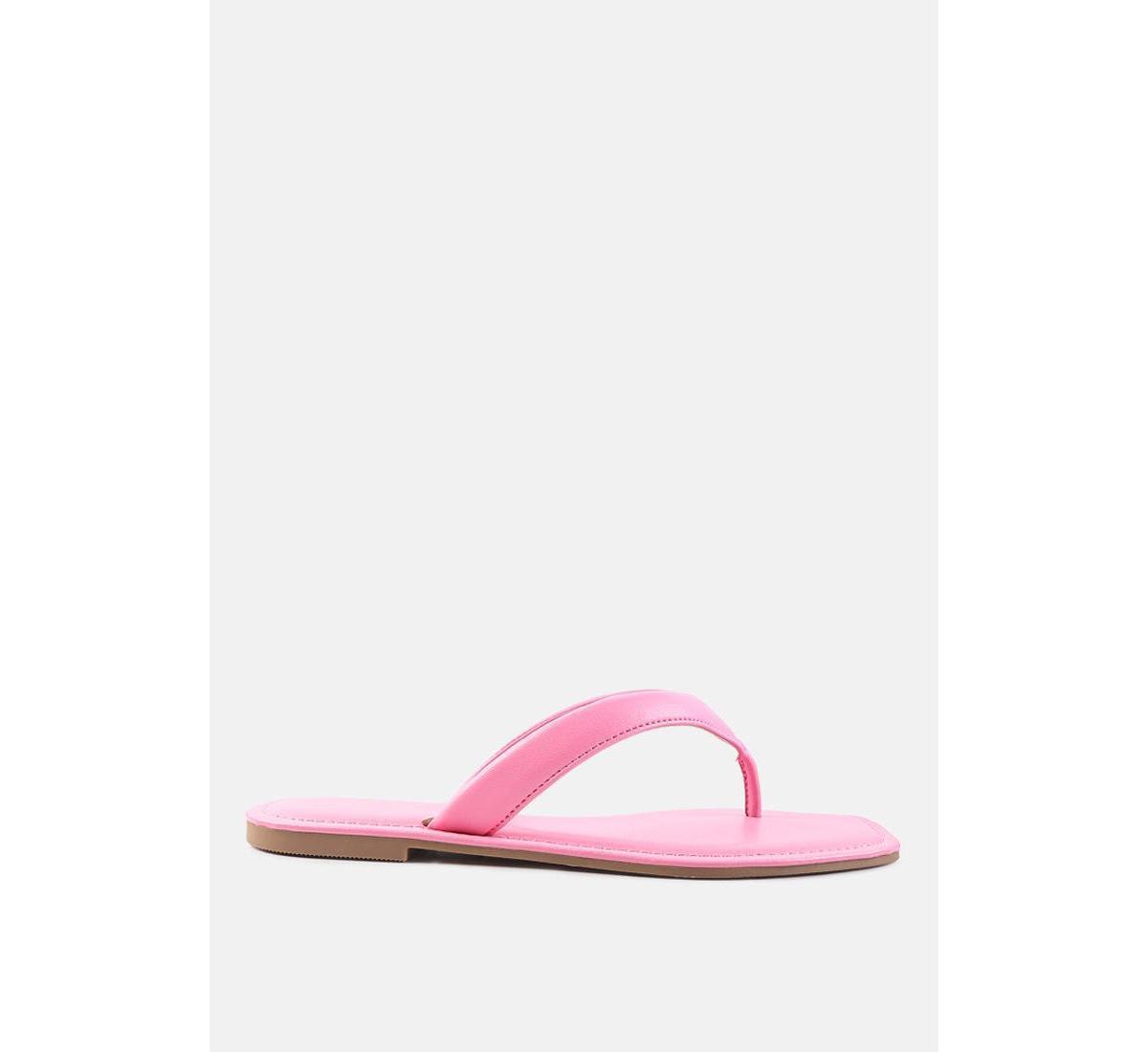 London Rag Women's Rera Square-Toe Thong Slide Sandals, Size: 7, Pink Product Image