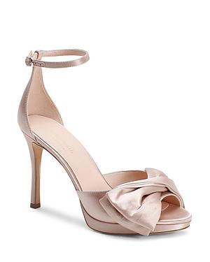 Womens Bridal Bow Satin Platform Sandals Product Image