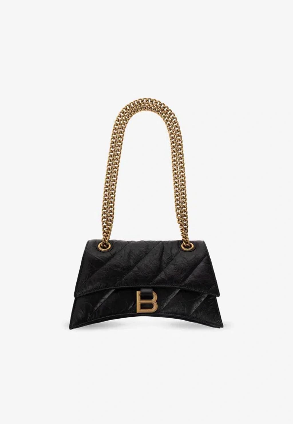 BALENCIAGA Crush Small Shoulder Bag In Black Product Image