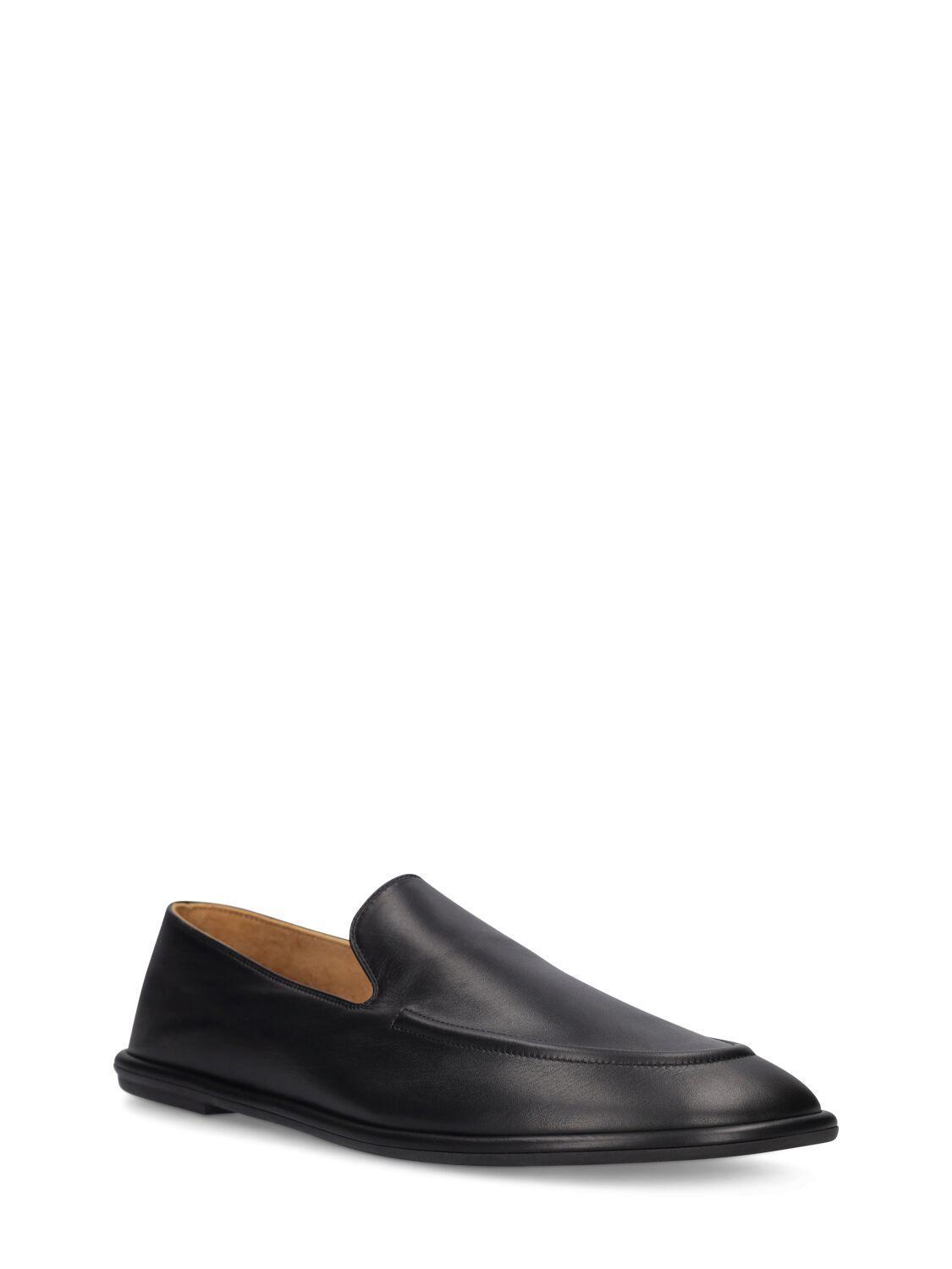 THE ROW Round Toe Vegan Leather Loafers In Black Product Image