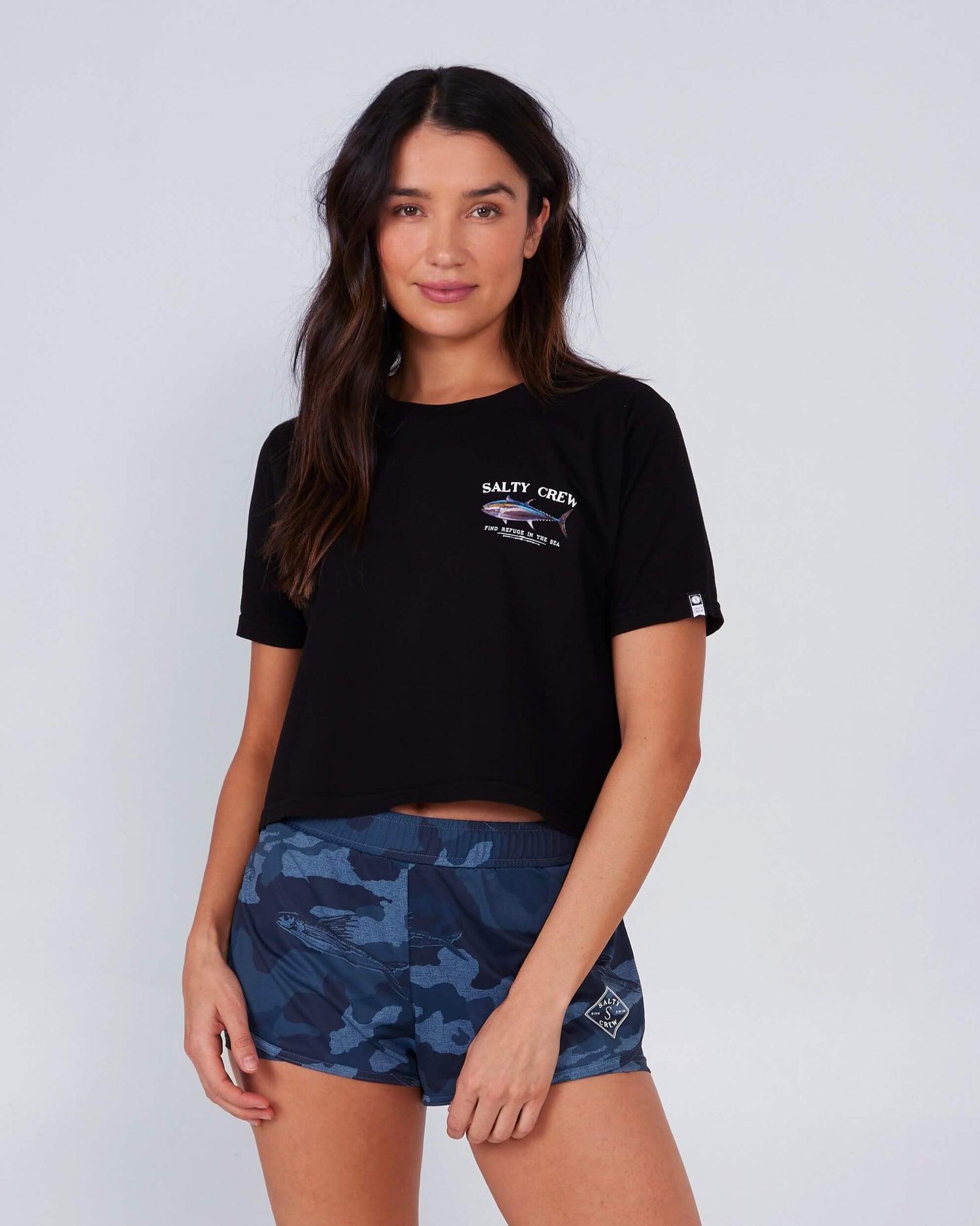 Big Blue Crop Tee - Black Product Image