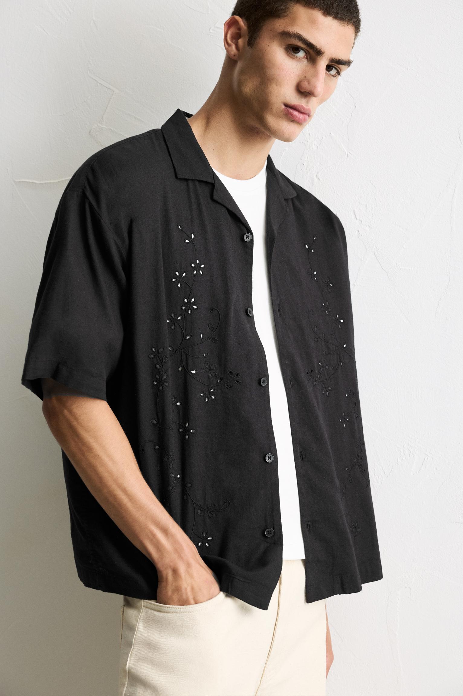 Shirt with floral embroidery Product Image