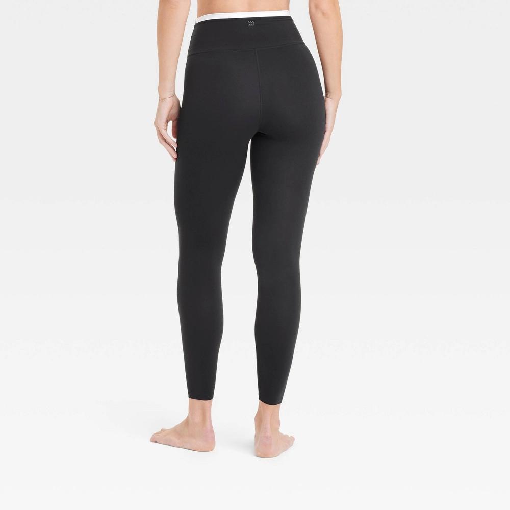 Womens Everyday Soft High-Rise Piped V-Waistband 7/8 Leggings - All In Motion Black XS Product Image