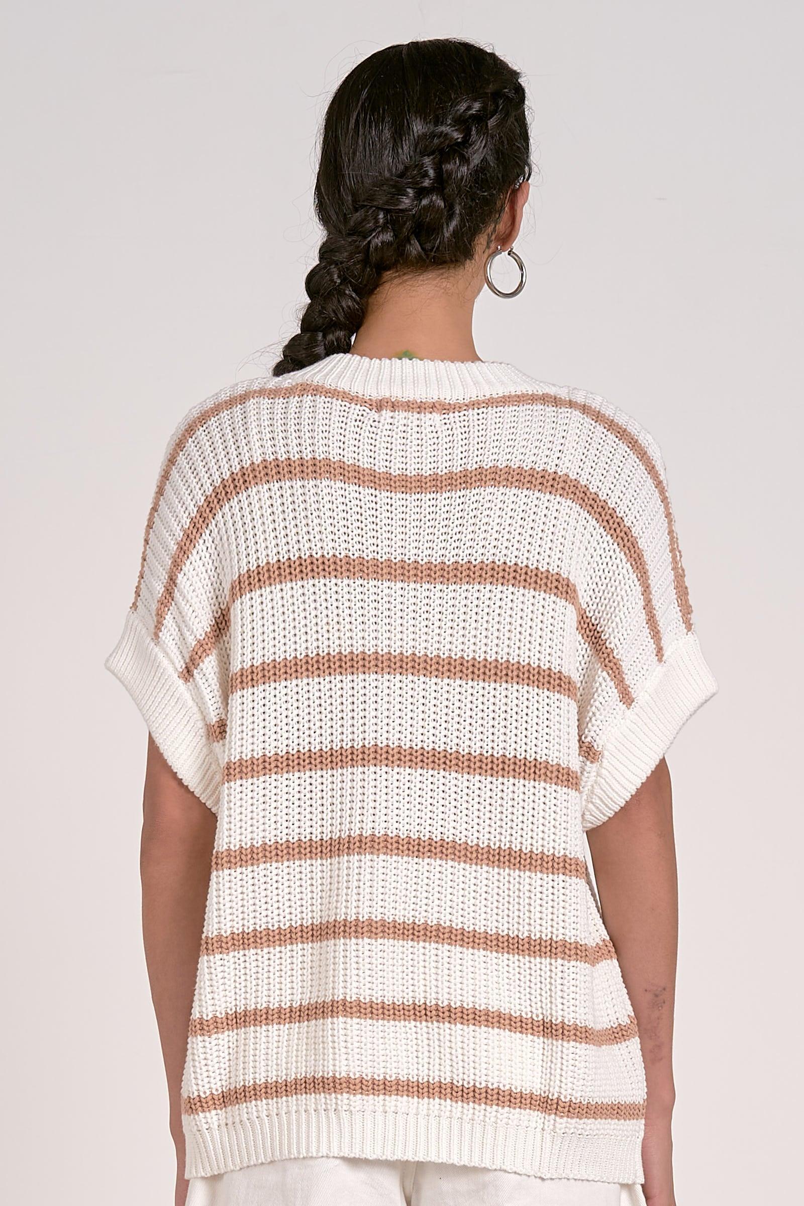 Striped Short Sleeve Sweater Product Image