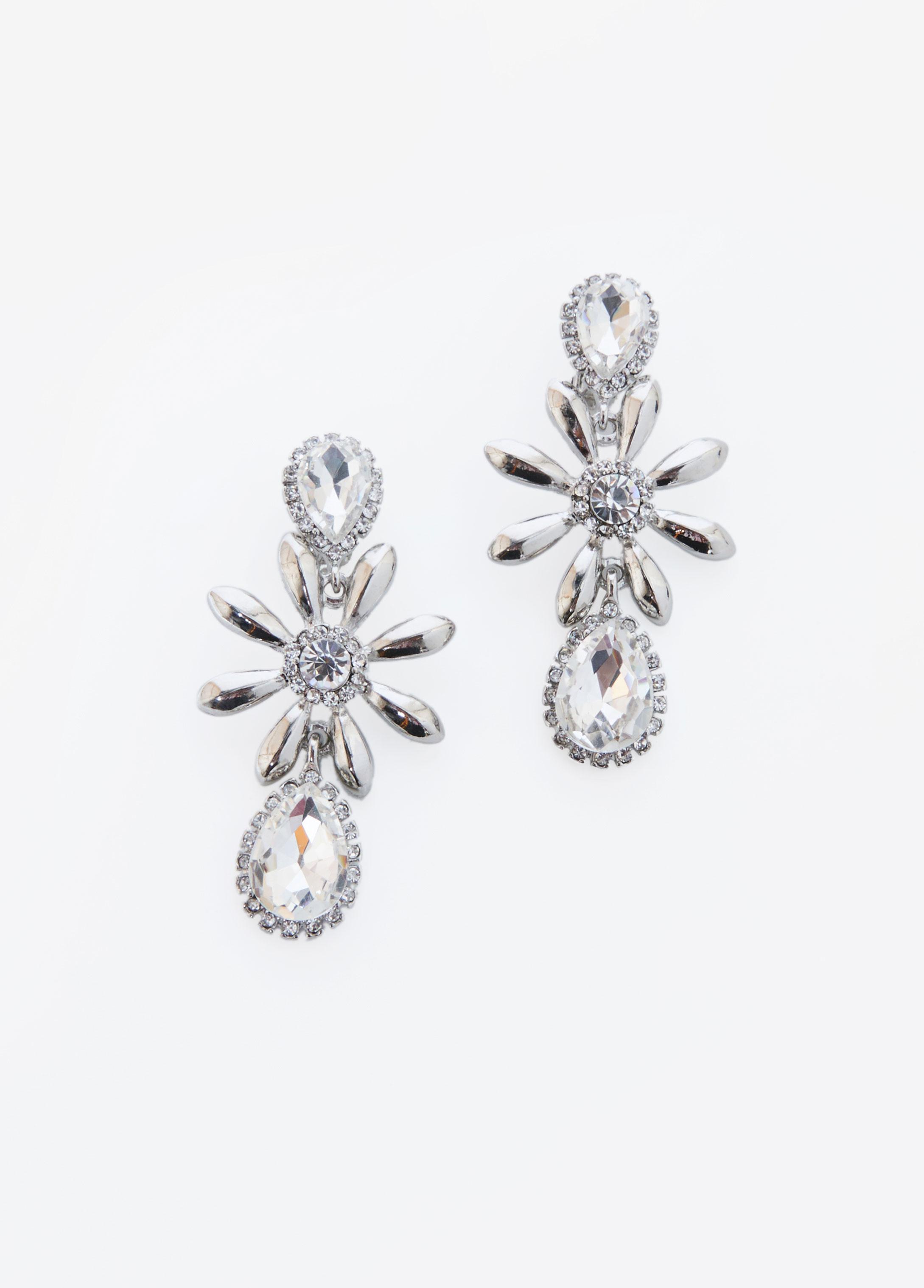 Flower Silver Tone Clip On Earrings Product Image