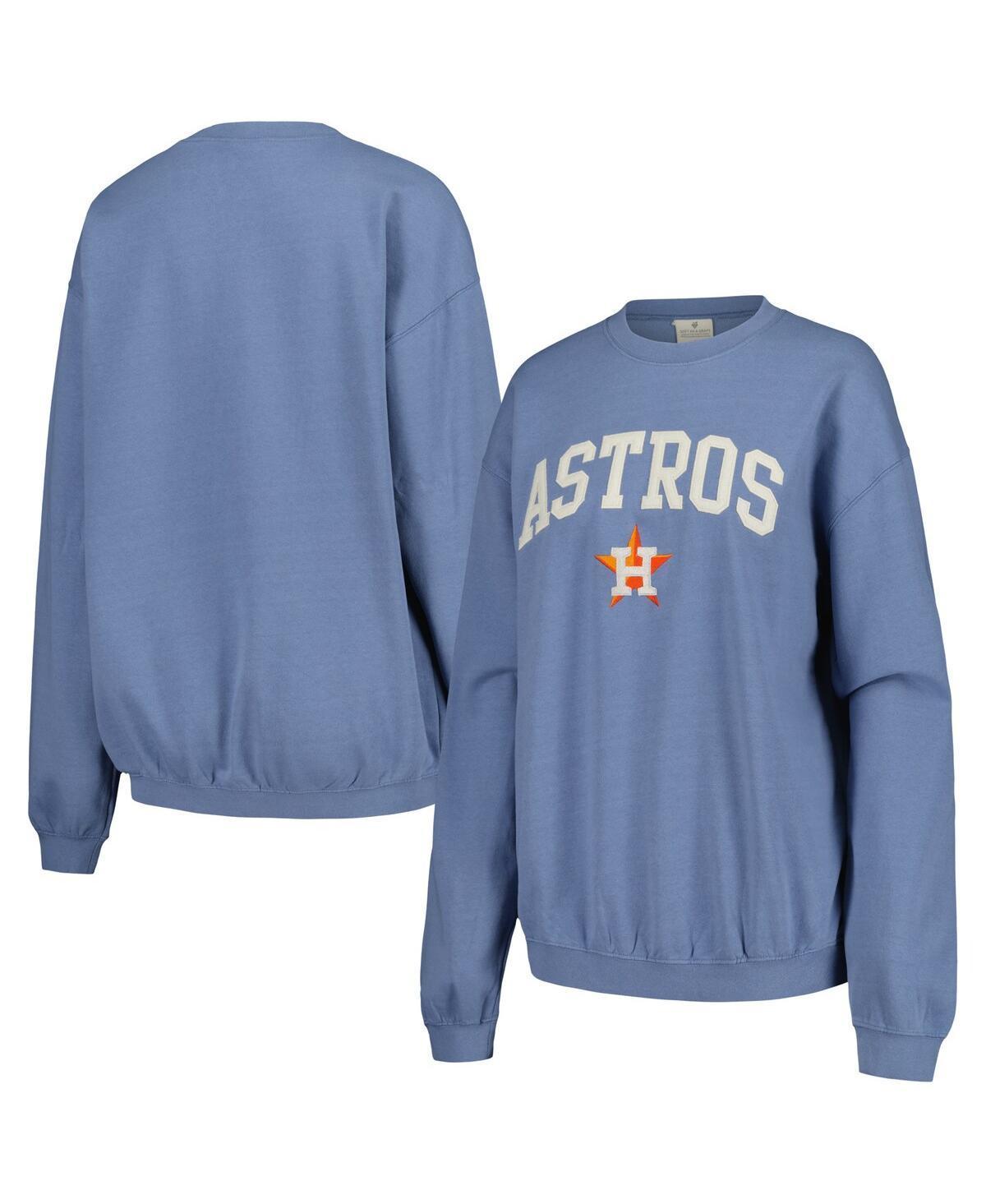 Womens Soft as a Grape Houston Astros Pigment Dye Pullover Sweatshirt Blue Product Image