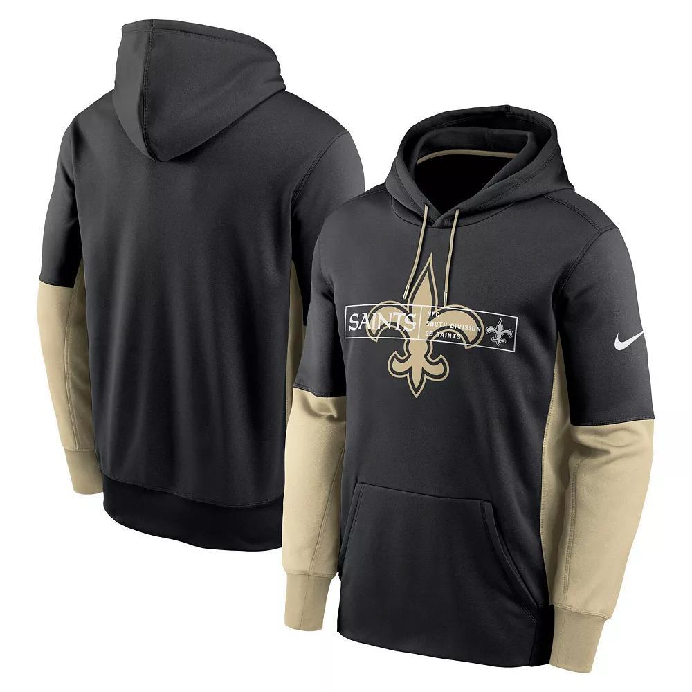 Mens Nike New Orleans Saints Color Block Fleece Performance Pullover Hoodie Product Image