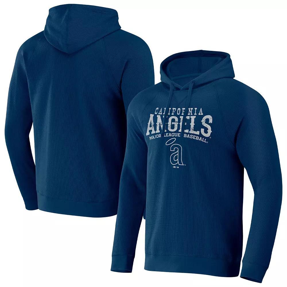 Men's Darius Rucker Collection by Fanatics  Navy California Angels Waffle-Knit Raglan Pullover Hoodie, Size: Small, Mlb Blue Product Image