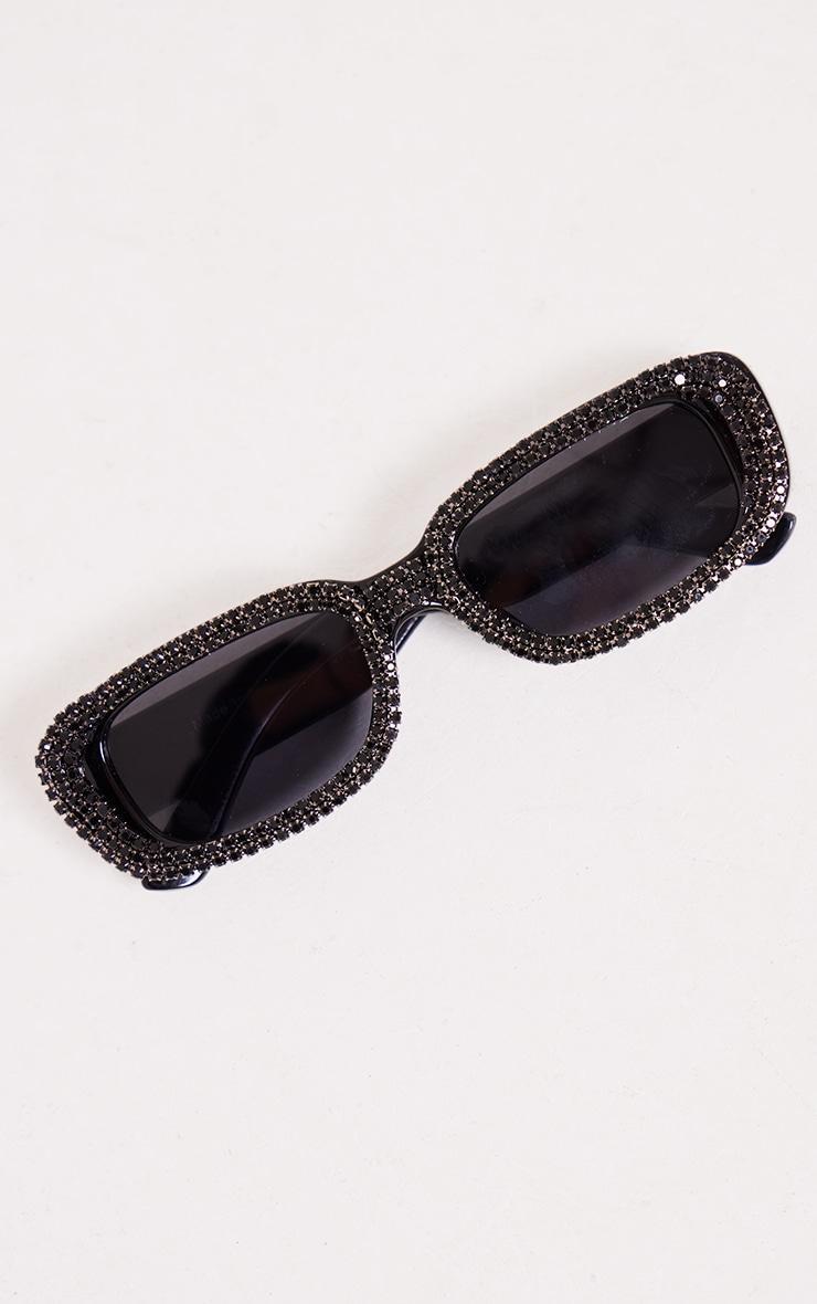 Black Diamante Rectangular Sunglasses Product Image