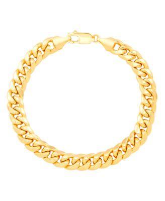 Mens Cuban Chain Link Bracelet (10mm) in 14k Gold Product Image