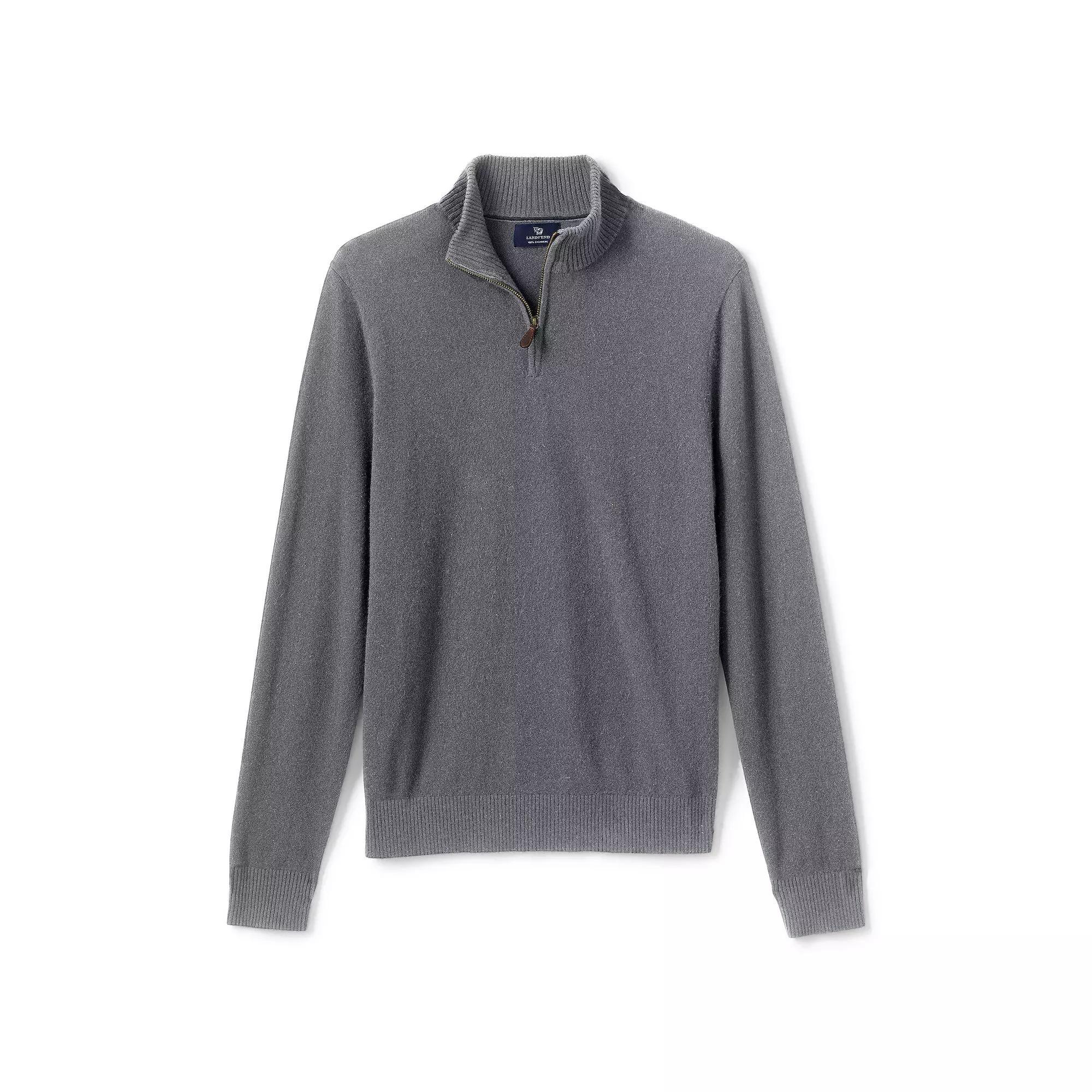 Men's Lands' End Cashmere Quarter-Zip Sweater,  Product Image
