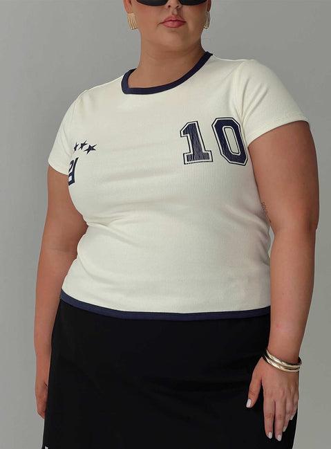 Track Record Graphic Top Cream Curve Product Image