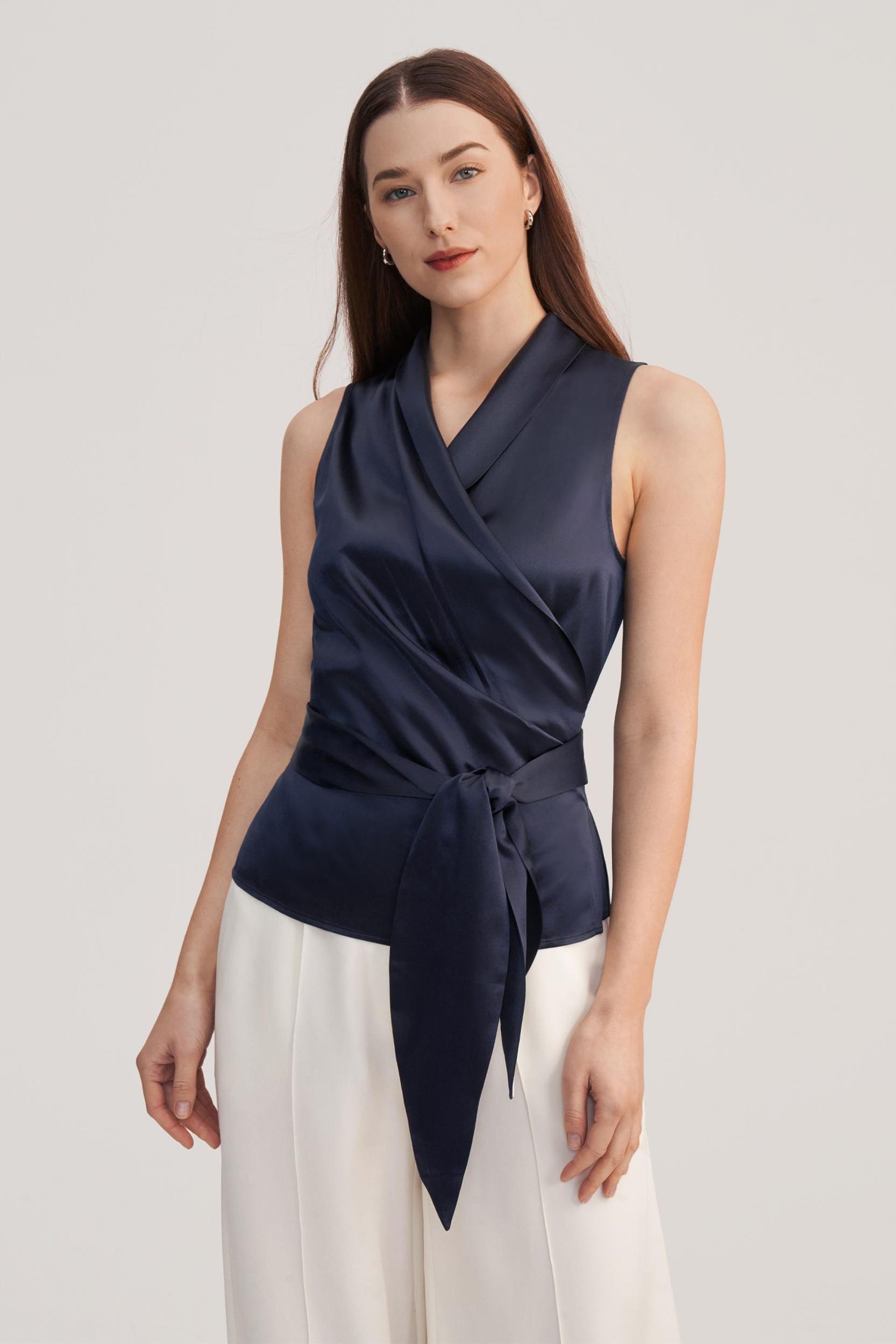 LILYSILK Women Silky Tops Black Bow-Knot Elegant Light and Soft 100% Grade 6A Mulberry Silk 2 Product Image