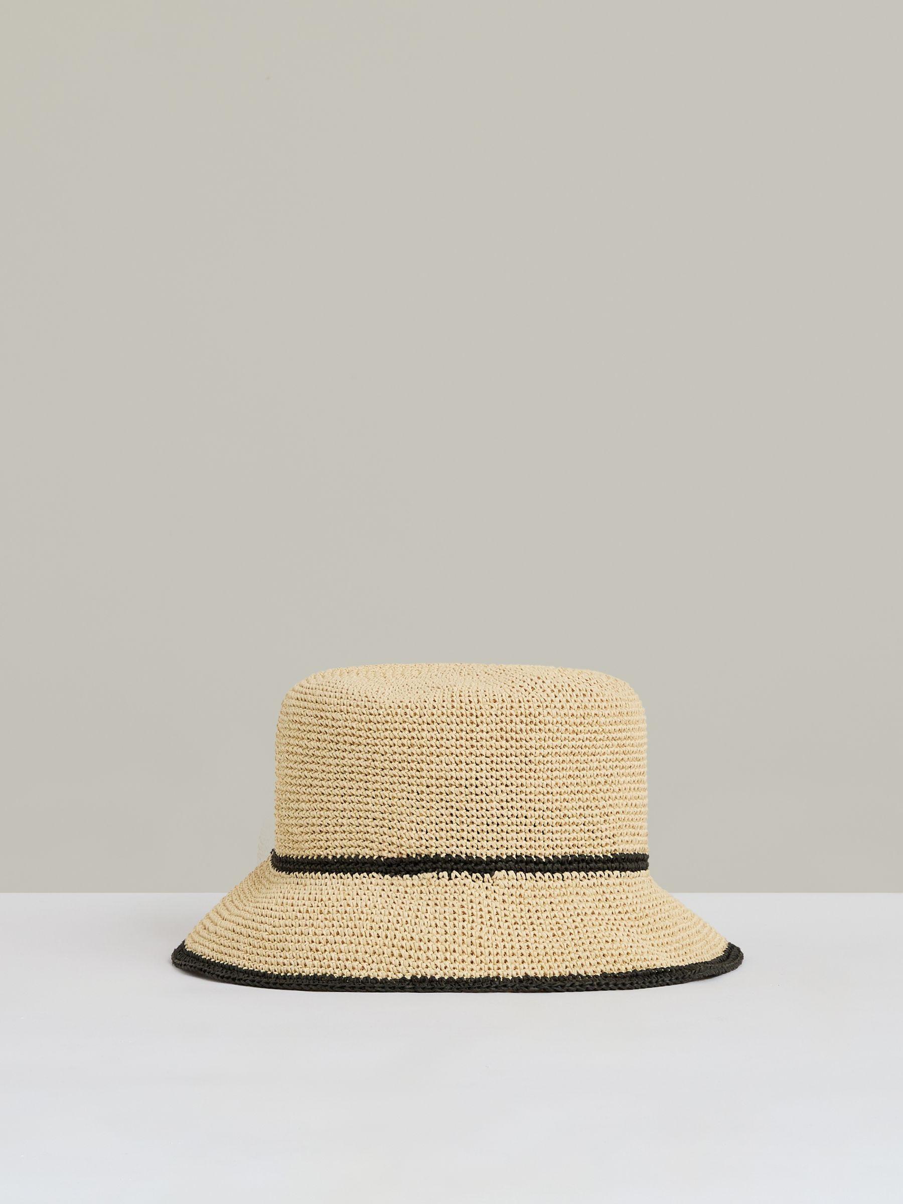 Tipped Straw Bucket Hat in Natural Product Image