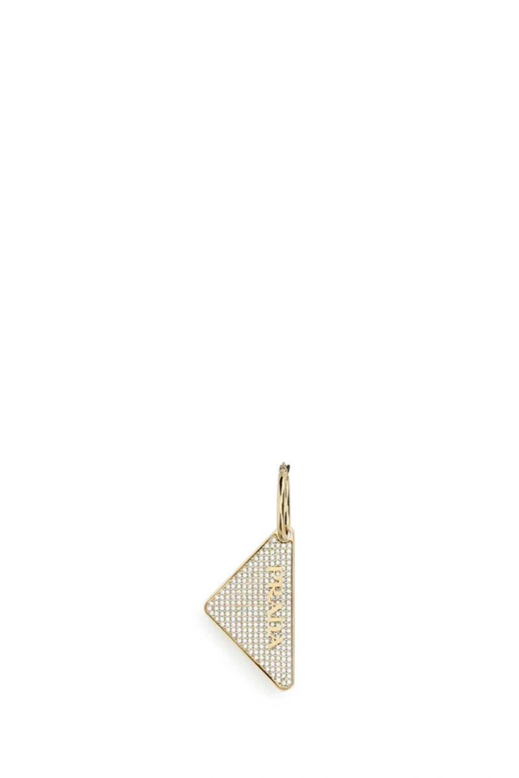 PRADA Crystal Logo Jewels Right Earring In Silver Product Image