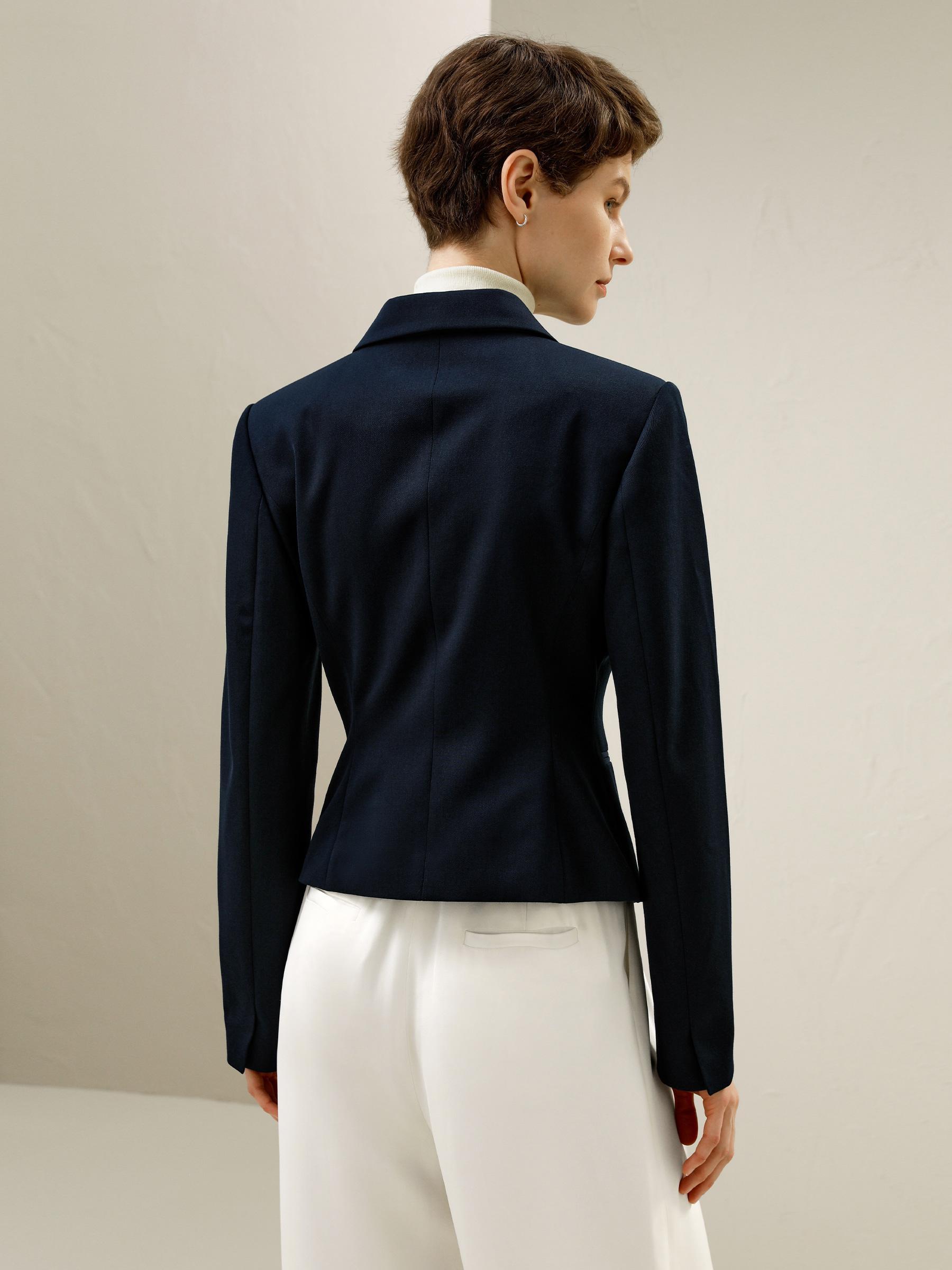 LILYSILK Woolen Blazer for Women Navy Blue Wool Wardrobe Must-Have Double-Breasted Blazer 12 Product Image